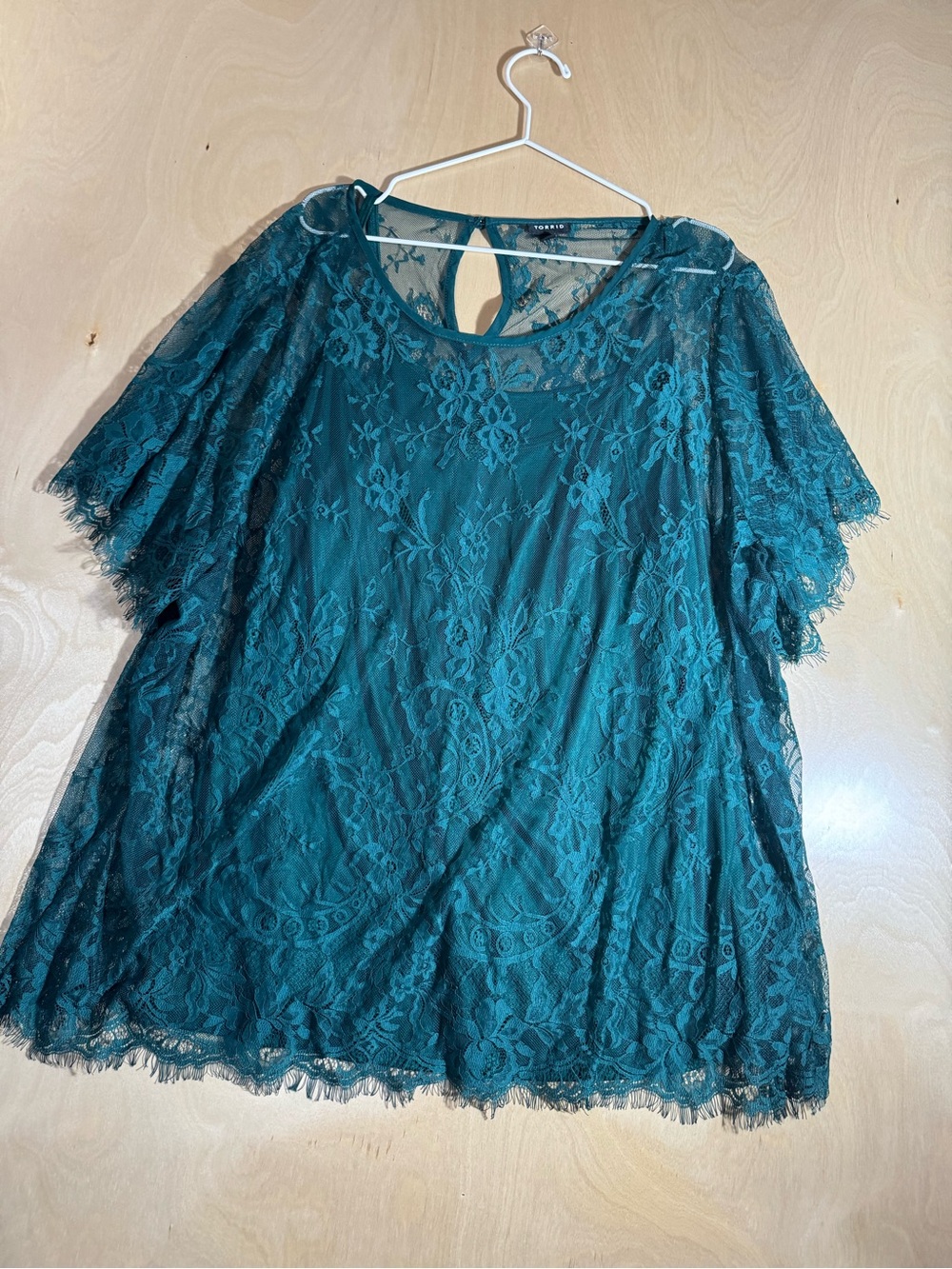 torrid Teal Lace Overlay Scoop Neck Top Size 3X
